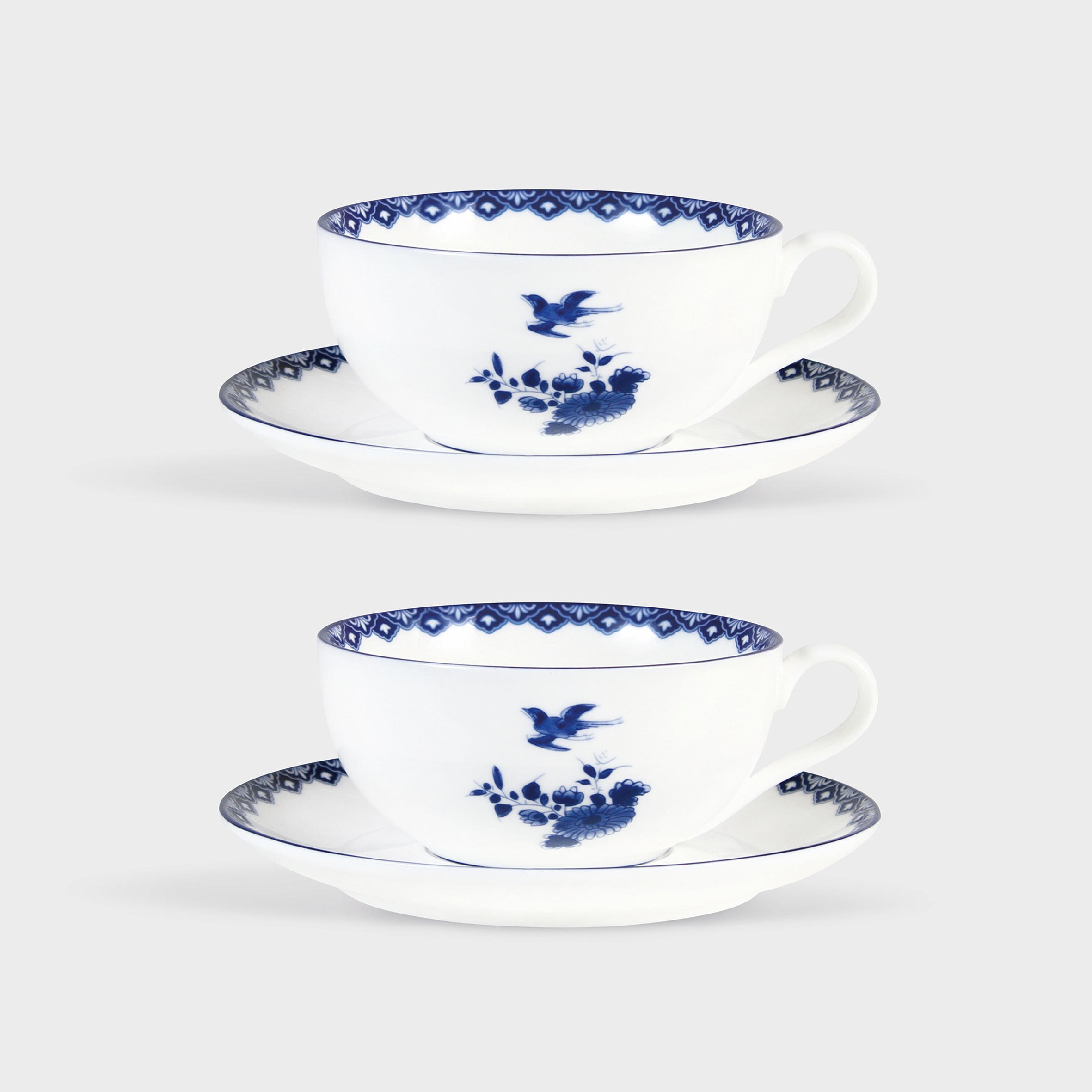 Cup and saucer delftware large set of 2