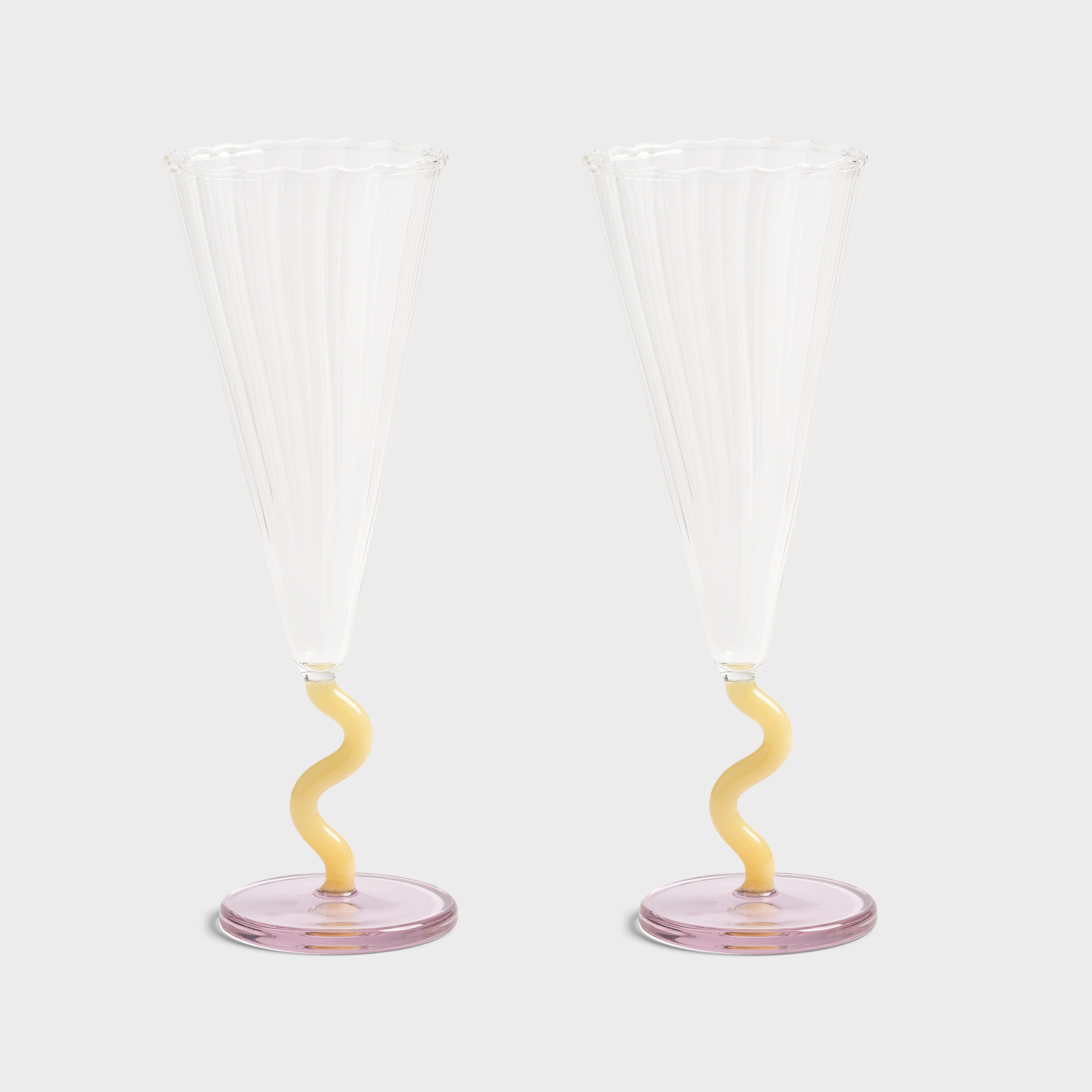 Flute curve caramel set of 2