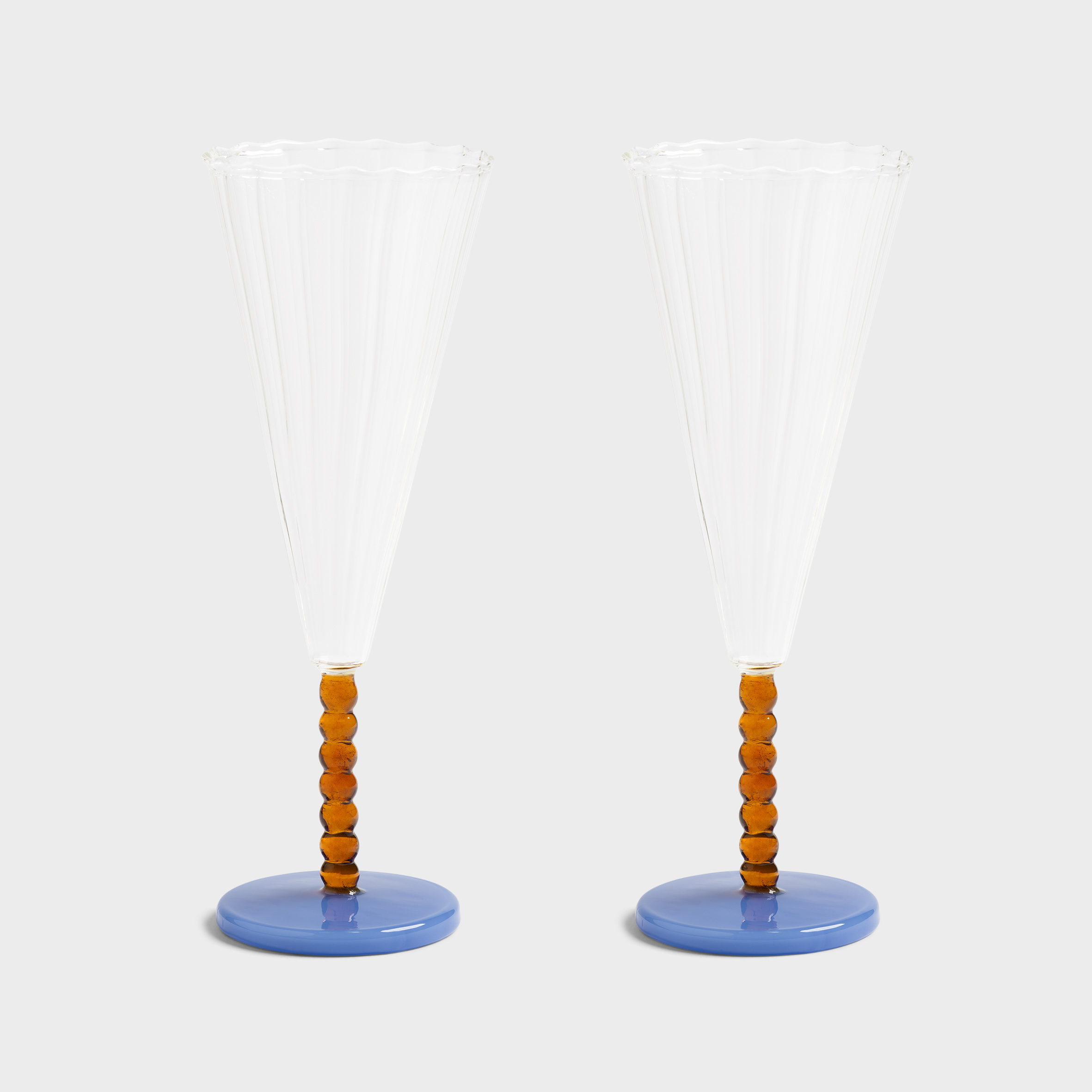 Flute perle amber set of 2