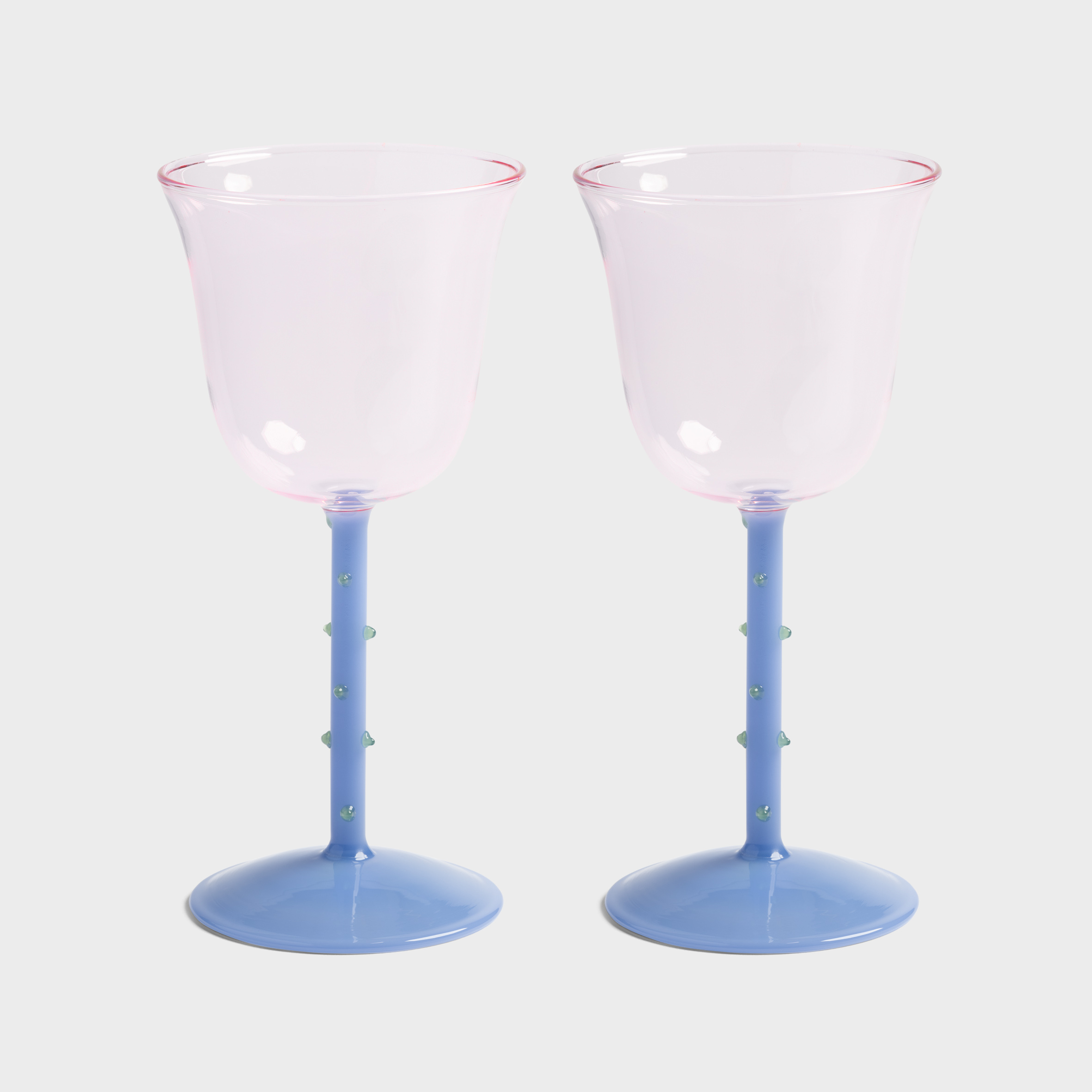 Wine glass dot pink set of 2