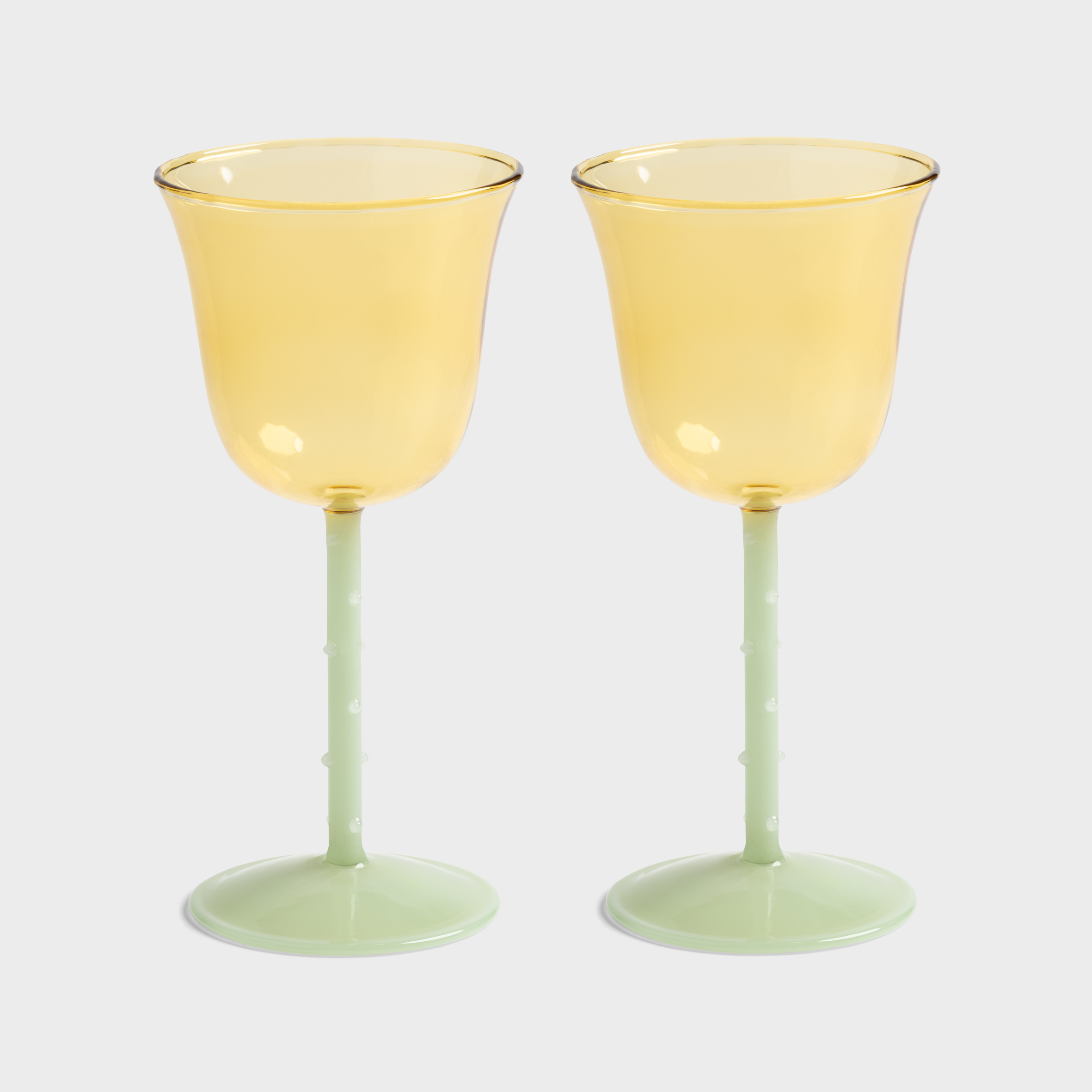 Wine glass dot yellow set of 2