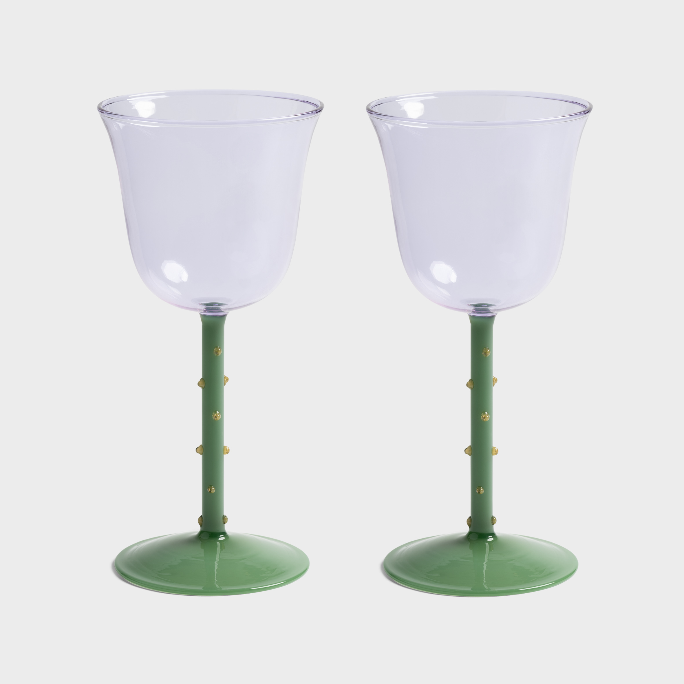 Wine glass dot purple set of 2