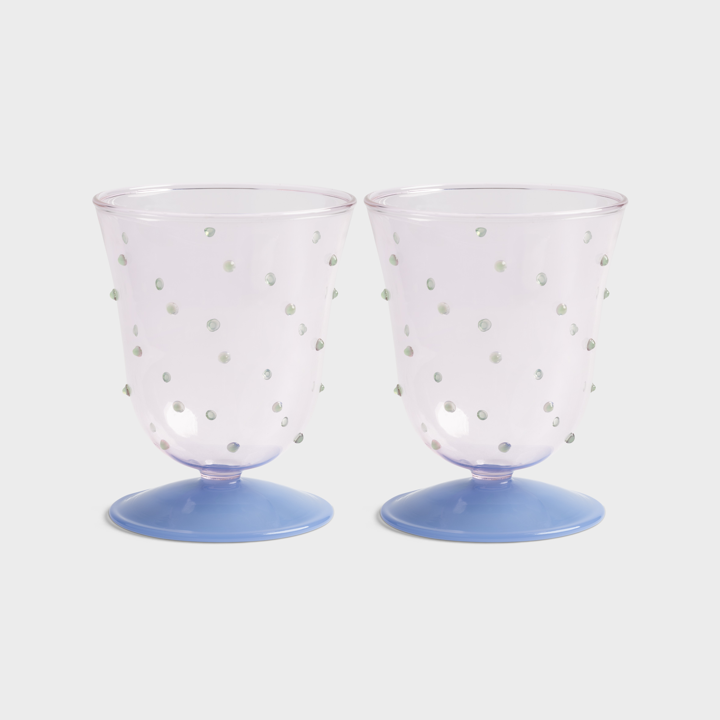 Water glass dot pink set of 2