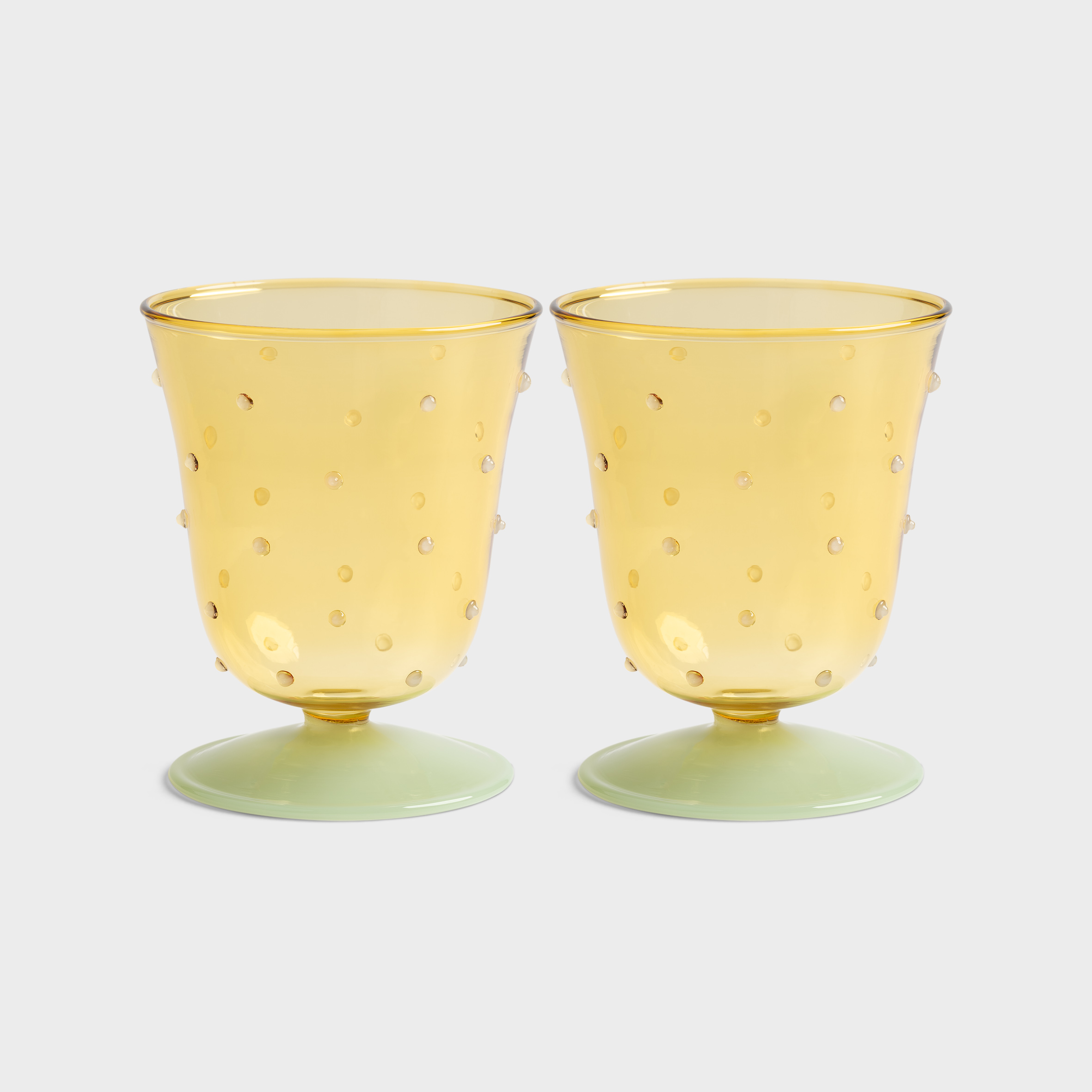 Water glass dot yellow set of 2
