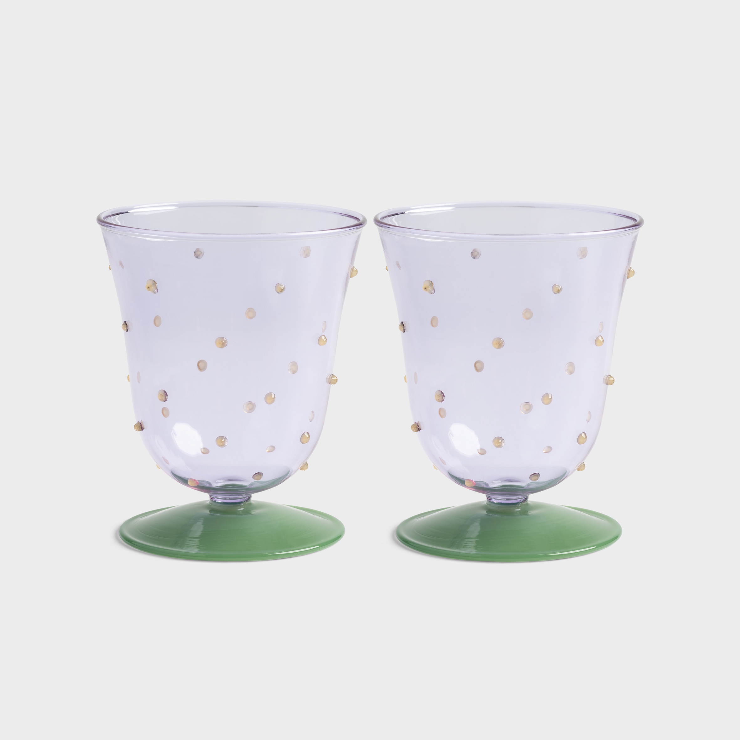 Water glass dot purple set of 2