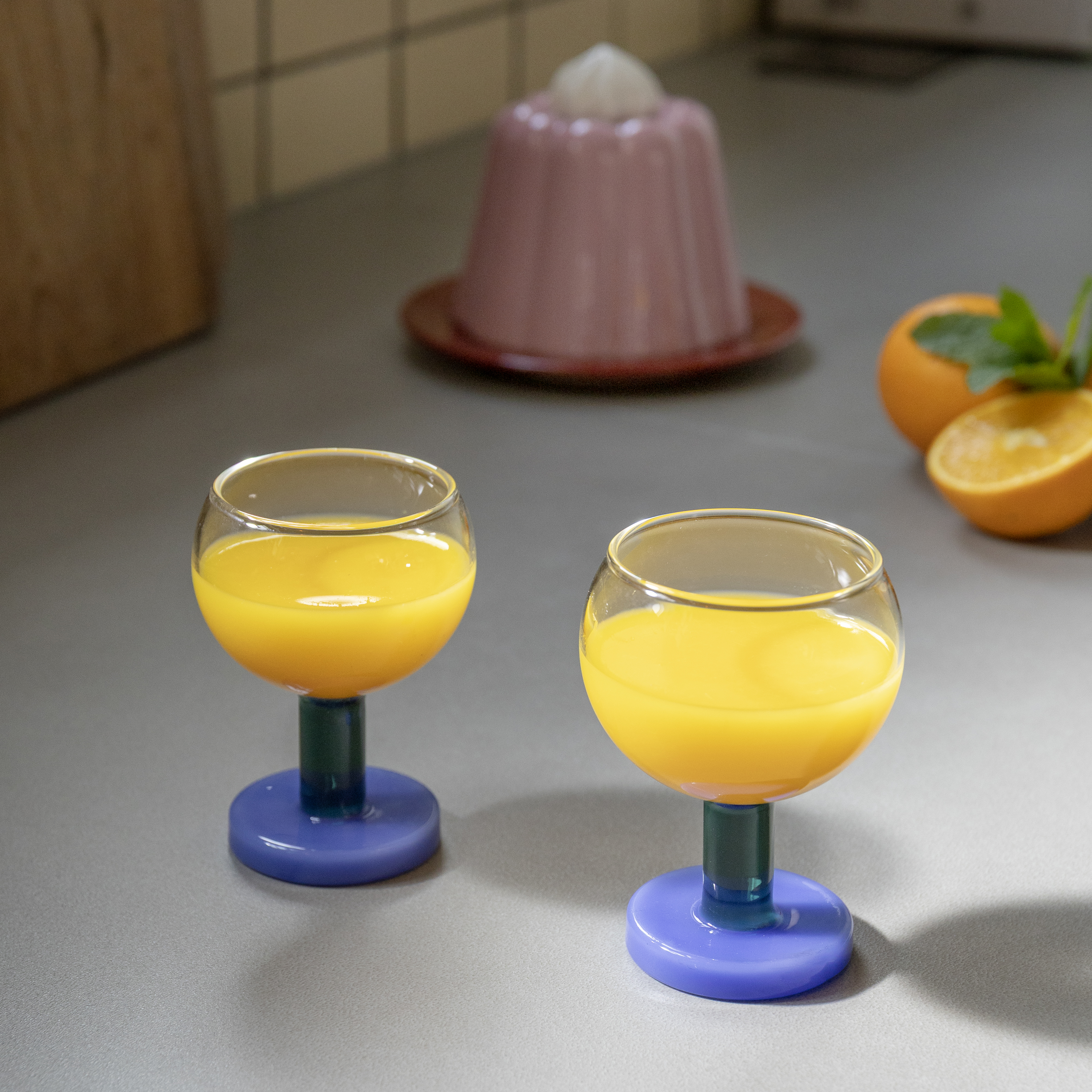 Glass cantine blue set of 2