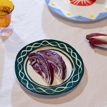 Plate festivo medium green set of 2