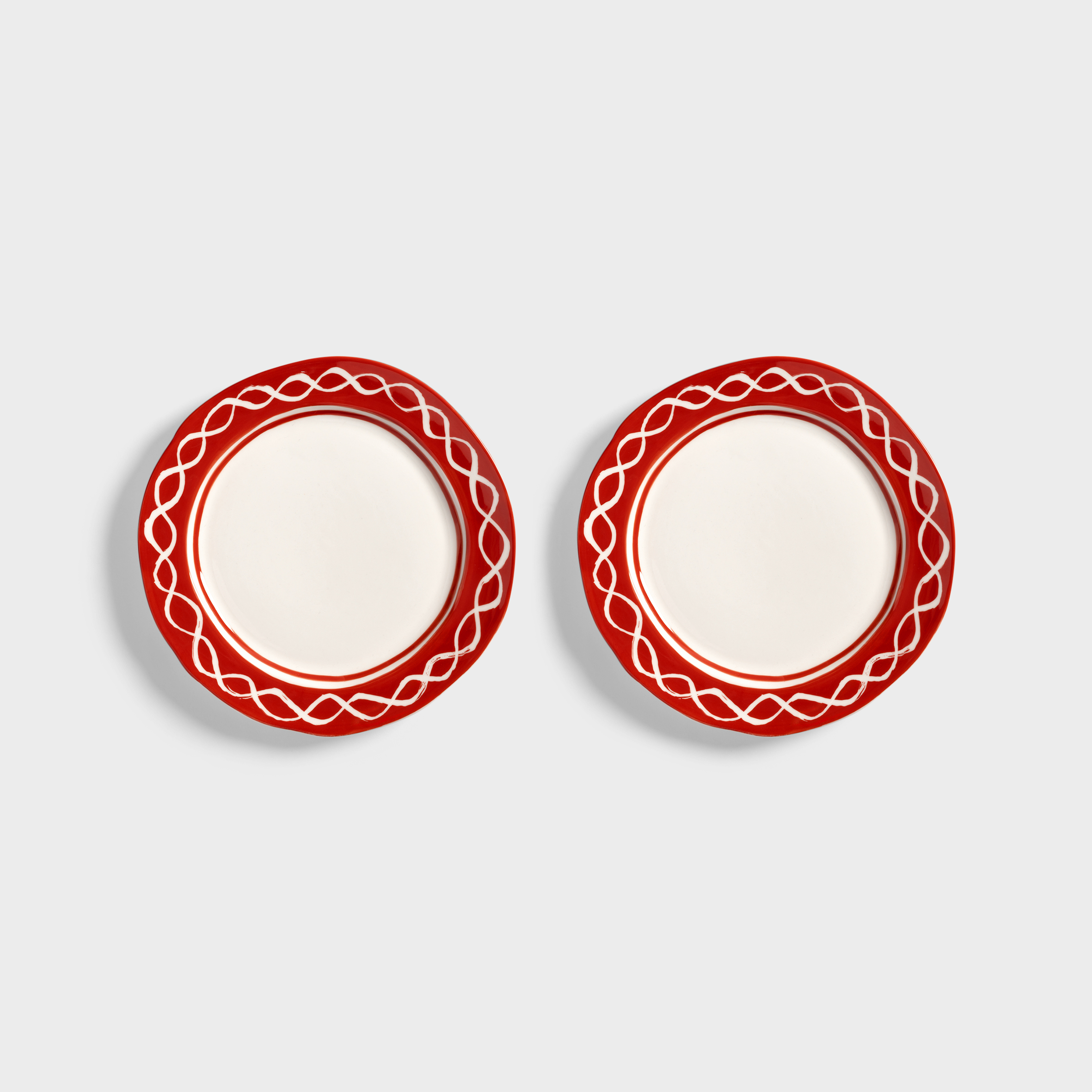Plate festivo medium red set of 2