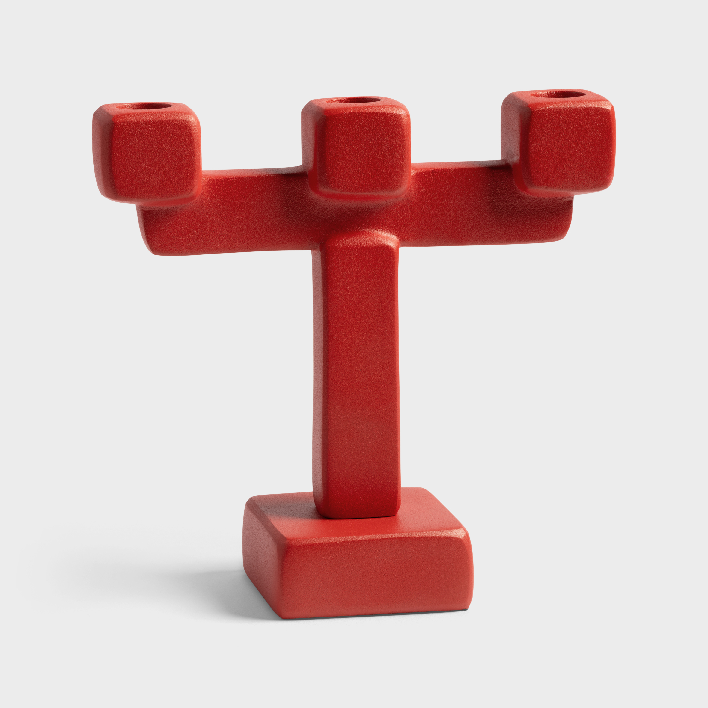 Candle holder chunk large red