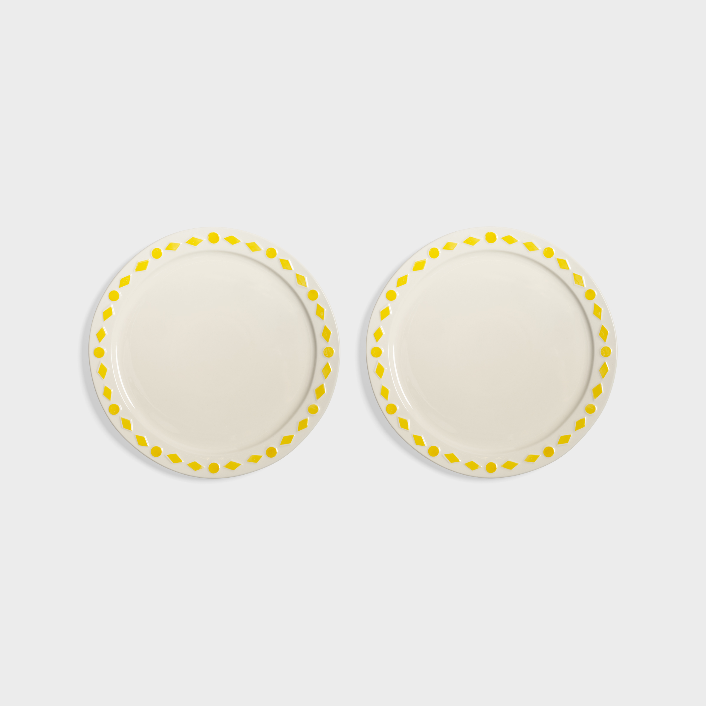 Plate folk yellow large set of 2