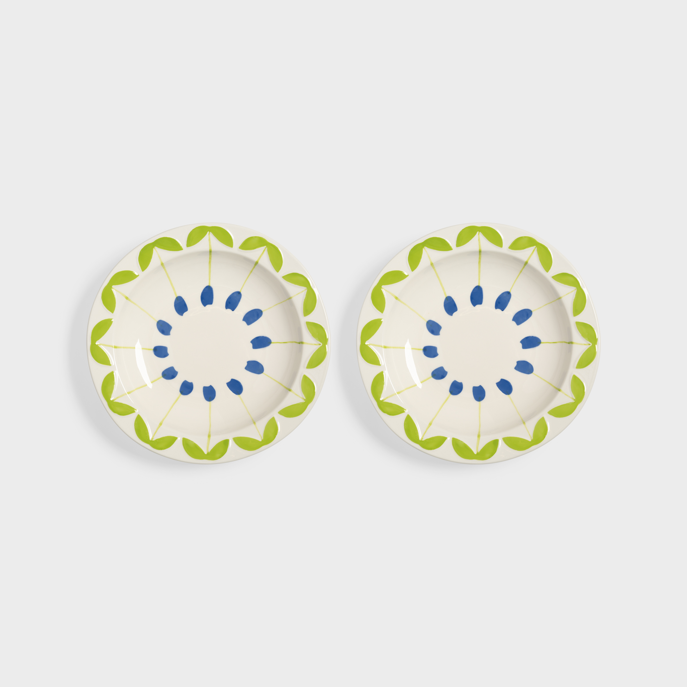 Bowl folk blue large set of 2